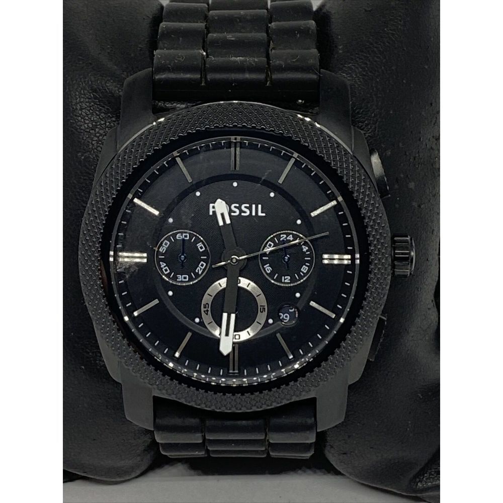 Fossil Machine FS5234 Men Black Resin Analog Black Dial Quartz Wrist Watch WO371 - Picture 2 of 12